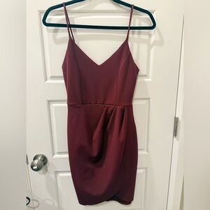 Lulus Forever Your Girl Maroon Wine Red Stretch Bodycon Dress. Size S.